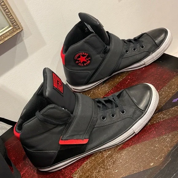 Converse Black High-Top Sneakers with Red Accents - Picture 5 of 14